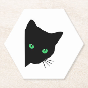 Porta-copo De Papel gato preto com olhos verdes