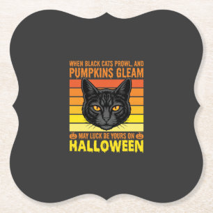 Porta-copo De Papel Gato Preto Gráfico de Abóbora Vintage de Halloween