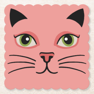Porta-copo De Papel Gato Rosa Retro
