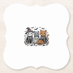 Porta-copo De Papel Gatos de Esqueleto Fofo de Halloween Gravura Vinta