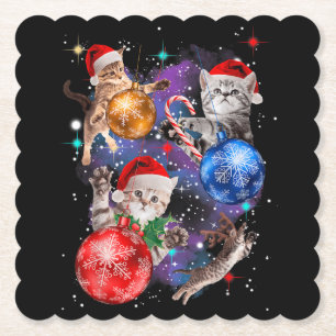 Porta-copo De Papel Gatos de Natal Fofo no Espaço Enfeites