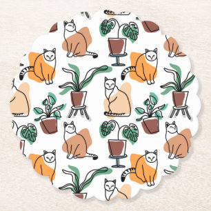Porta-copo De Papel Gatos e flores para desenho de linhagens