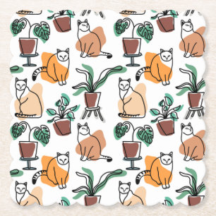 Porta-copo De Papel Gatos e flores para desenho de linhagens