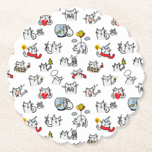 Porta-copo De Papel Gatos engraçados, leite e magia.