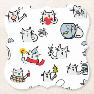 Porta-copo De Papel Gatos engraçados, leite e magia.