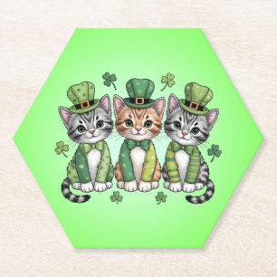 Porta-copo De Papel Gatos sortudos do dia de São Patrício-47474