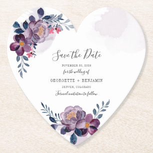 Porta-copo De Papel Geométrico Roxo Floral Casamento Salve a Data