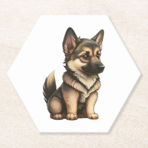 Porta-copo De Papel German shepherd Chibi