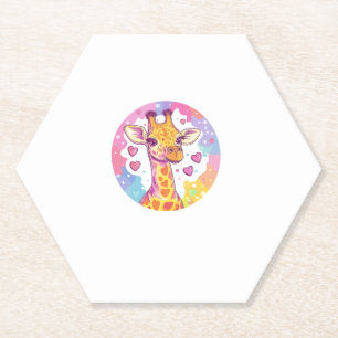 Porta-copo De Papel Girafa Com Coração Adorável Amor Colorido