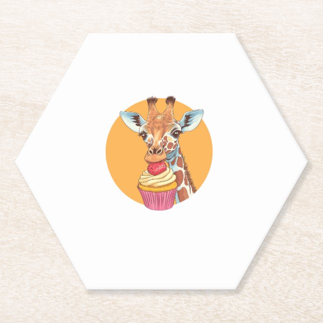 Porta-copo De Papel Girafa Com Cupcake   (Frente)