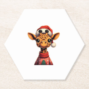 Porta-copo De Papel Girafa de Cartoon Bonita com Natal de Papai Noel