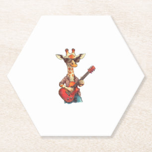 Porta-copo De Papel Girafa Vestindo óculos de sol tocando violão músic