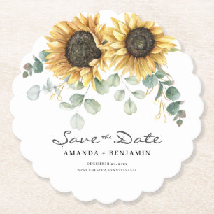 Porta-copo De Papel Girassol Eucalipto Floral Salve A Data