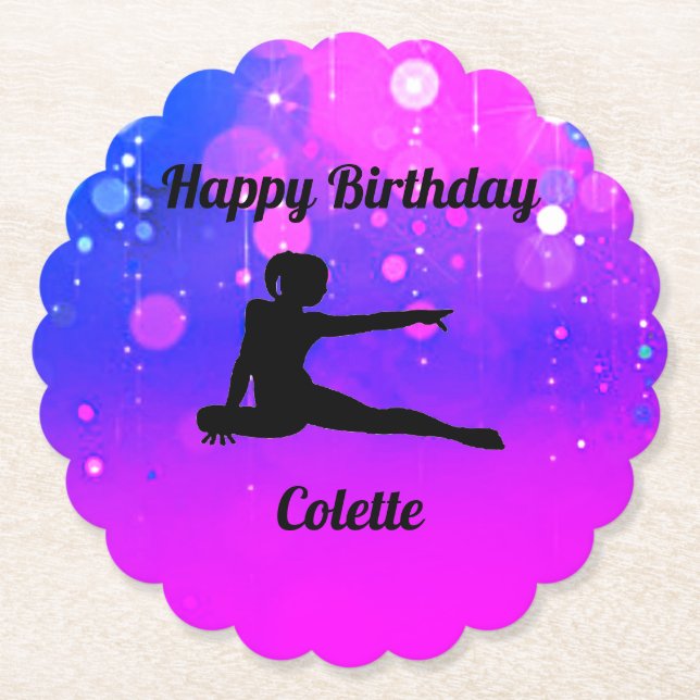 Porta-copo De Papel Girls Gymnastics Feliz Aniversário de Porta copos (Frente)