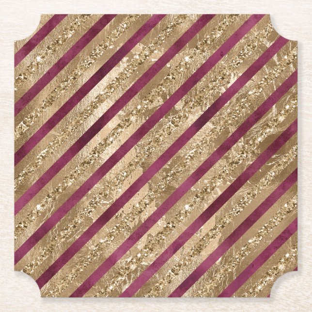 Porta-copo De Papel Glitter Dourado e Borgonha (Frente)