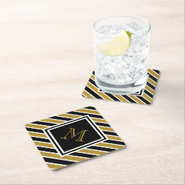 Porta-copo De Papel Glitter Dourado Elegante Monograma