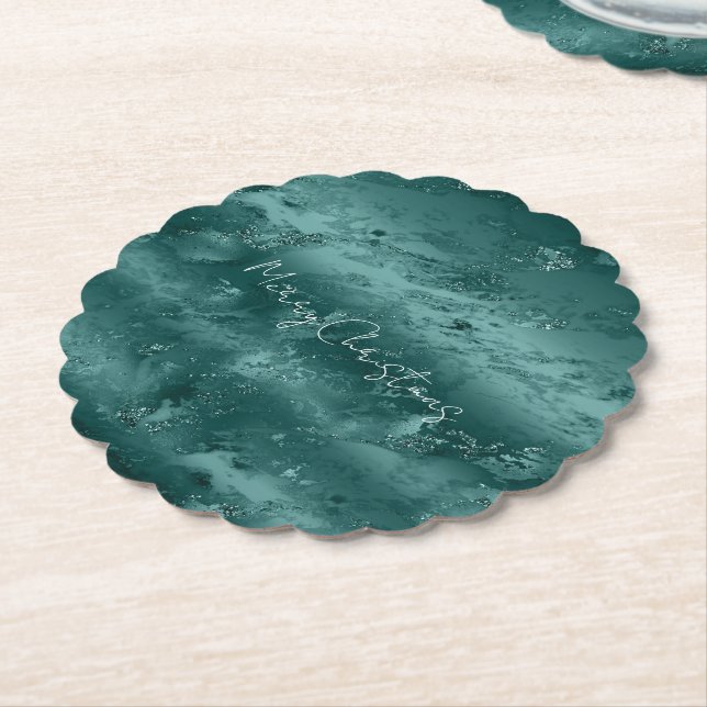 Porta-copo De Papel Glitzy Emerald Green Ombre Marble (Angular)