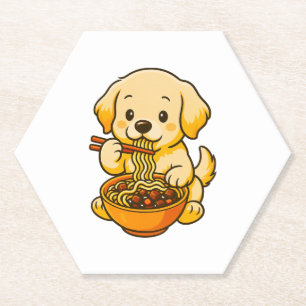 Porta-copo De Papel Golden Retriever Exibindo Habilidades com Pauzinho