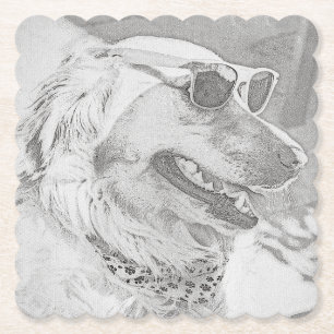 Porta-copo De Papel Golden Retriever Usando Óculos de Sol