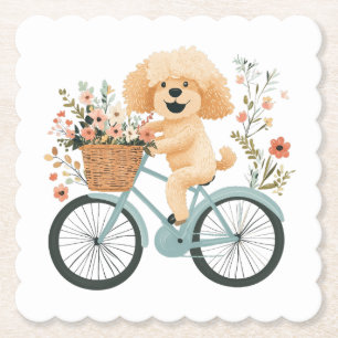 Porta-copo De Papel Goldendoodle Cachorro Cachorro Bicando Flores De M