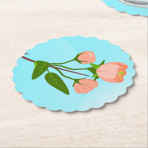 Porta-copo De Papel Gradação do céu azul com ramificação primavera flo