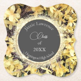 Porta-copo De Papel Graduação Personalizada da Gliteria Floral Amarela