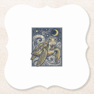 Porta-copo De Papel Gravura Antiga Tartaruga Marinha Noite Estrelada