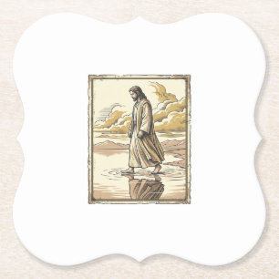 Porta-copo De Papel Gravura da Caminhada Espiritual na Água Vintage
