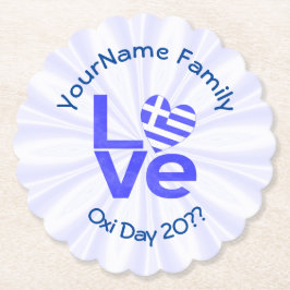 Porta-copo De Papel Grécia Sinalizador de Coração Azul LOVE Personaliz