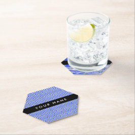Porta-copo De Papel Grego Meander Key Blue, Seu Nome, Personalize
