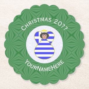 Porta-copo De Papel Grego Preto Anjo Bandeira de Natal Pessoal