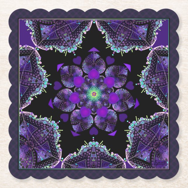 Porta-copo De Papel Guarda-chuva e corações roxos .7 (Frente)