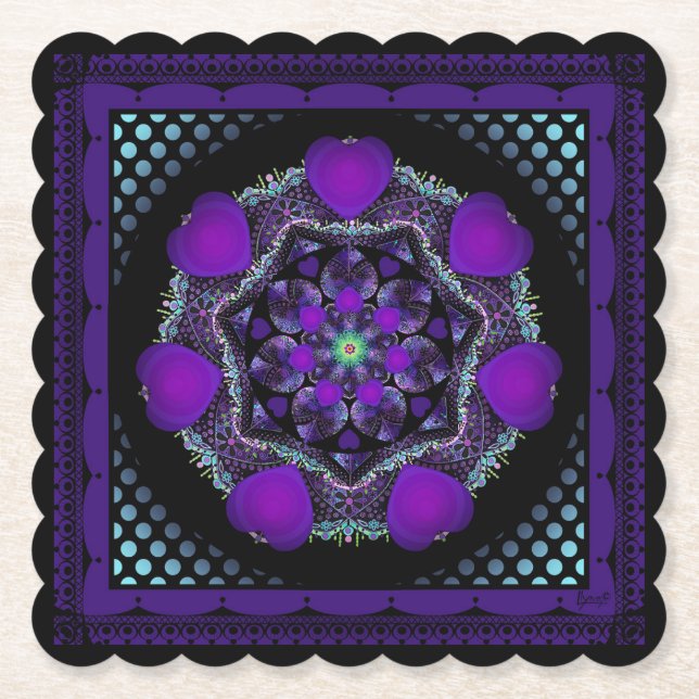 Porta-copo De Papel Guarda-chuva e corações roxos .7 (Frente)