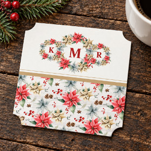 Porta-copo De Papel Guirlanda de Natal Poinsettia Monograma Decoração 