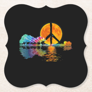 Porta-copo De Papel Guitar-lago Shadow Peace Love Guitar Hippie