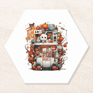 Porta-copo De Papel Halloween Boo Boo Crew Emergency Ghost Car