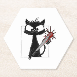 Porta-copo De Papel Halloween de Beisebol Gato Negro