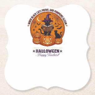 Porta-copo De Papel Halloween Feliz Professor Gato Preto Chapéu de Bru
