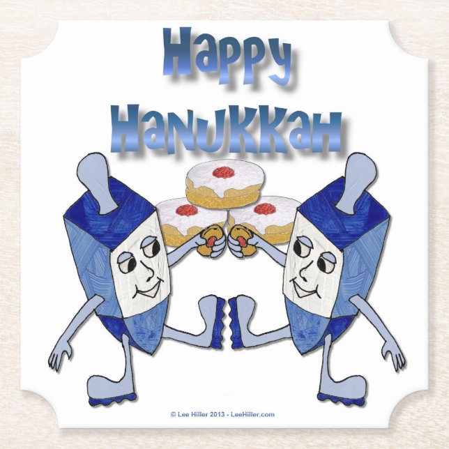 Porta-copo De Papel Hanukkah Dancing Dreidels e Jelly Doughnut (Frente)