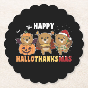Porta-copo De Papel Happy Hallothanksmas Beaver Castor