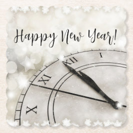 Porta-copo De Papel Happy New Year Clock at Midnight