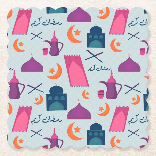 Porta-copo De Papel Happy Ramadan Pattern (Frente)