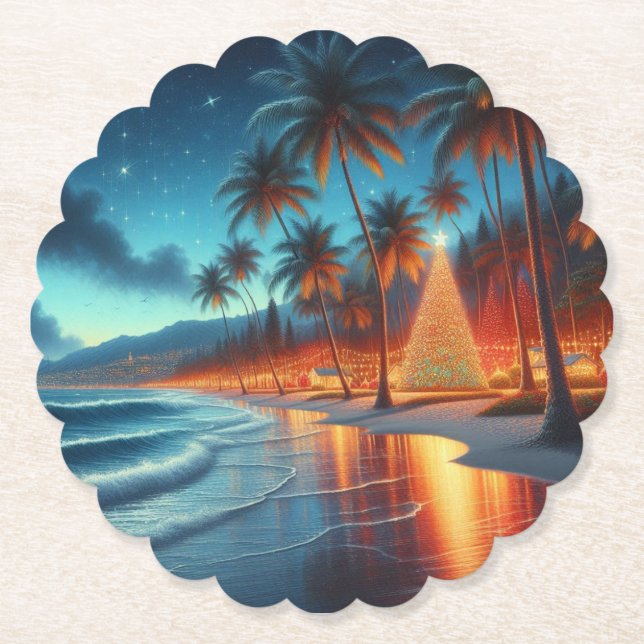 Porta-copo De Papel Havaí/Natal tropical (Frente)