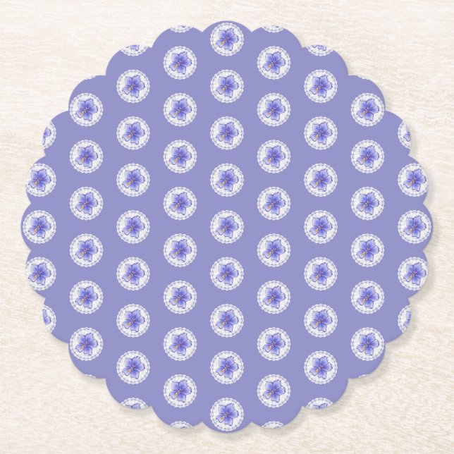Porta-copo De Papel Hibiscus & lace BLUE (Frente)