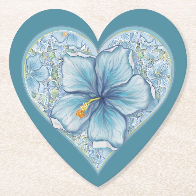 Porta-copo De Papel Hibiscus & lace TURQUOISE (Frente)