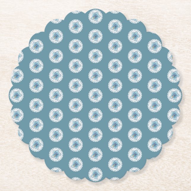 Porta-copo De Papel Hibiscus & lace TURQUOISE (Frente)
