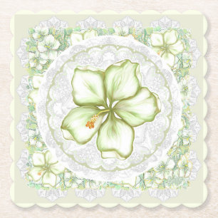 Porta-copo De Papel Hibiscus & lace WHITE