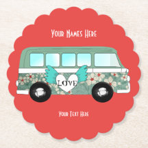 Hippie Camper Van Love Heart Divertido Romântico