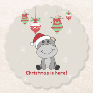 Porta-copo De Papel Hippo Feliz Natal Animais de inverno Hippos Papel