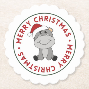 Porta-copo De Papel Hippo Feliz Natal Animais de inverno Hippos Papel
